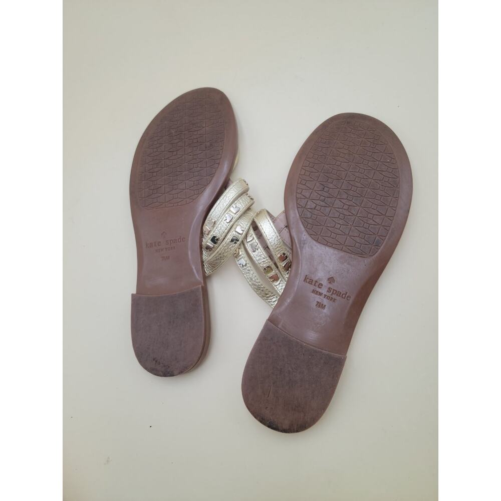 kate spade Metallic Gold Leather Thong Sandals - Picture 7 of 8